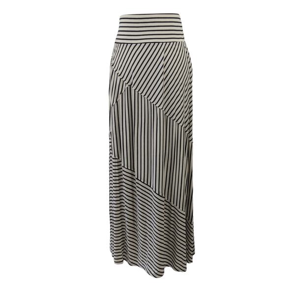 NWOT! COLDWATER CREEK! CREAM/BLACK STRIPED, KNIT JERSEY X-LONG MIDI SKIRT! SZ  M - Picture 2 of 10